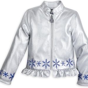 【Disney】Frozen Faux Leather Jacket for Girls Silver